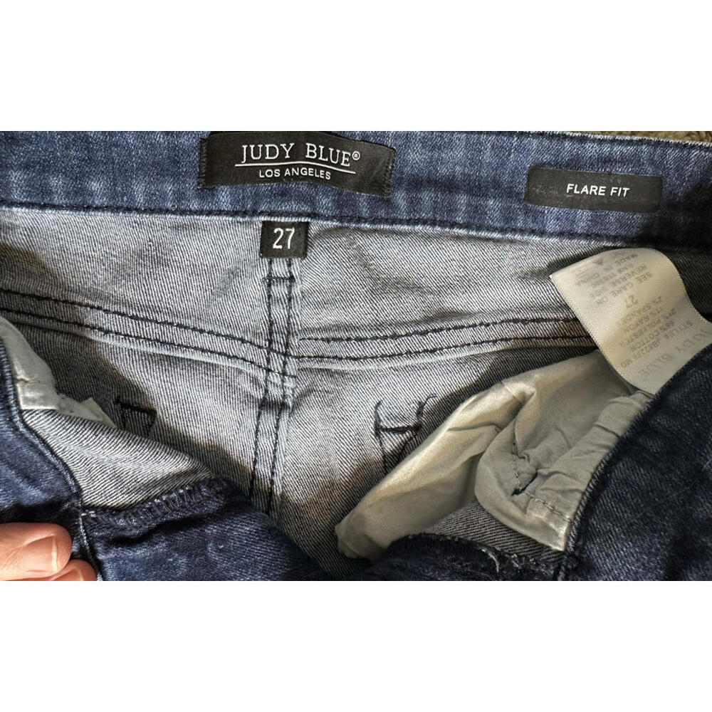 Judy Blue High Rise Flare Fit Jeans Womens 27 Medium Wash Y2K 90s Blue Denim - Picture 3 of 8